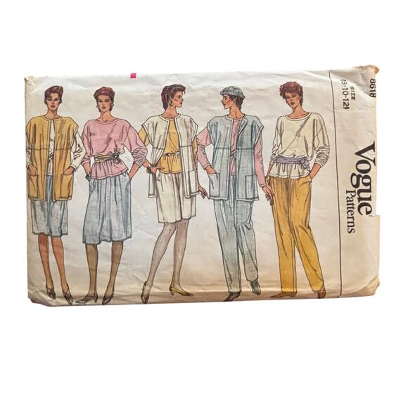 Vintage VOGUE PATTERN #8618 Size 8-12 sewing instructions uncut 90's casual set - Picture 5 of 5